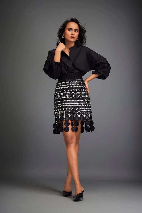 Embellished Skirt And Shirt Comes With Belt — Deepika Arora