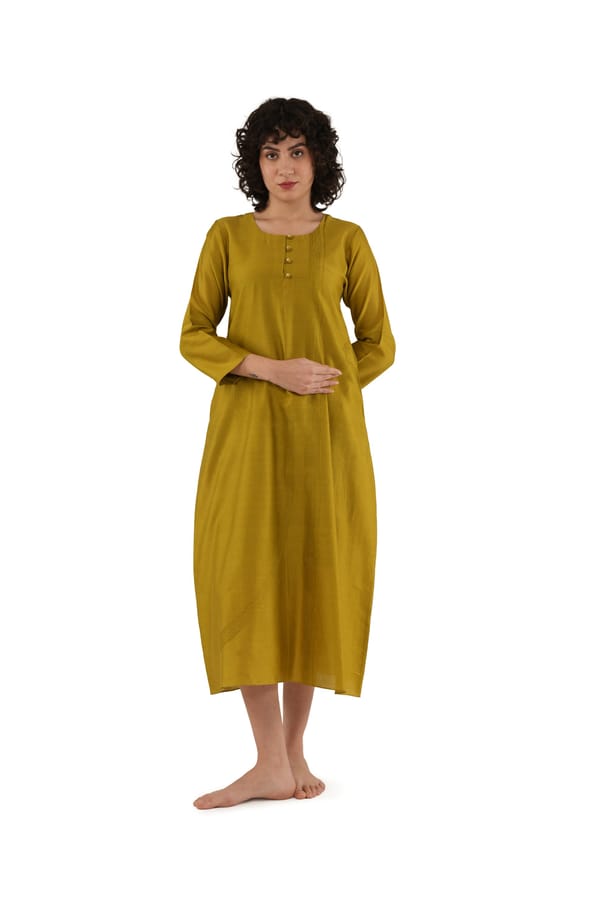 Olive Green Solid Straight Kurta — Khat