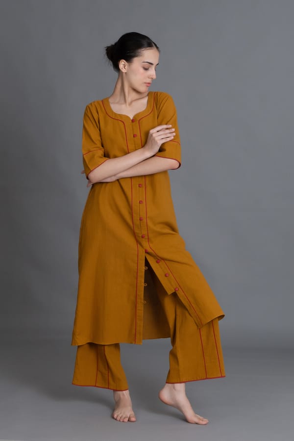 Mustered Round Neck Dress Co-ord — Khat