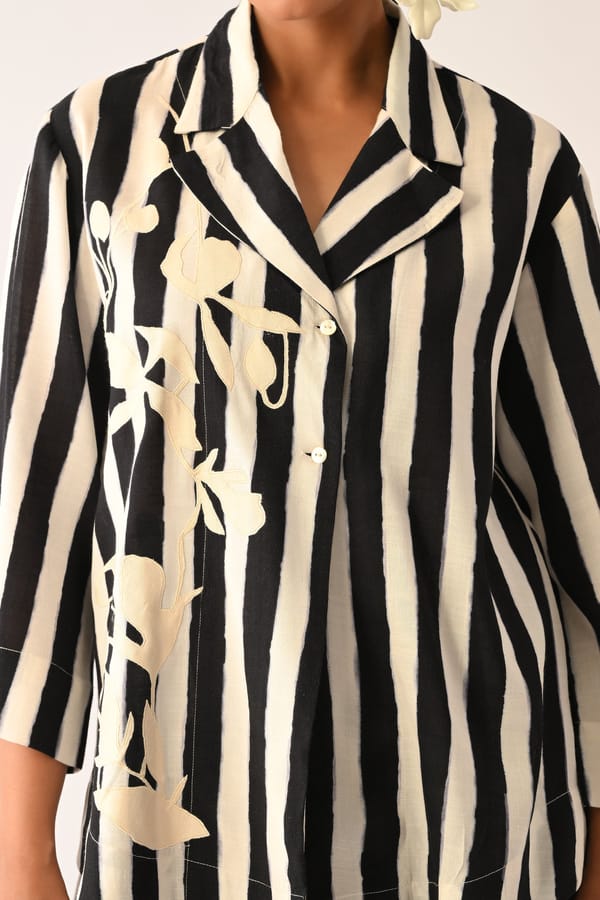 Revolt B&W Psyflora Applique Jacket — Ofrida