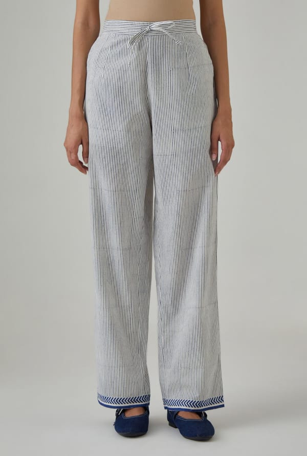 Cotton Straight Pants With All-Over Print — Upavita