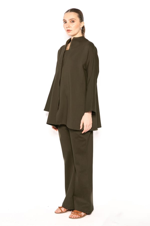 Green High-Rise Bell Bottom Trousers — Contemponari