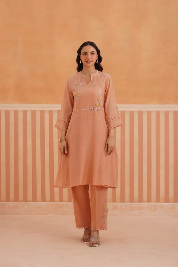Tunic set with Dori Floral Embroidery — Omi Clothing