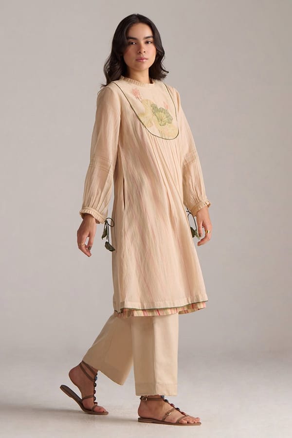 Macadamia Kota Silk Kurta and Pant Co-ord Set — Ganga Fashions Pvt Ltd