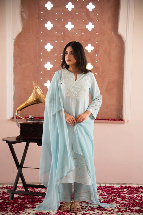 Blue Inayat Kurta Set — Seher Jaipur