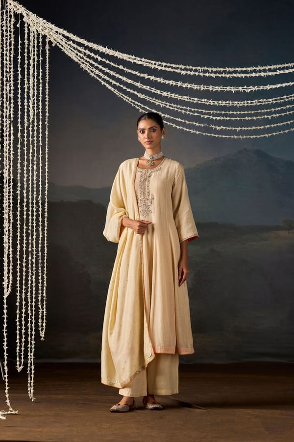 Serene Ivory Anarkali Suit Set with Dupatta — Truly SMA