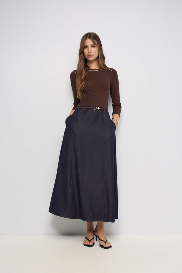 Denim Dress W/ Mix Fabrics And Belt — SALSA JEANS
