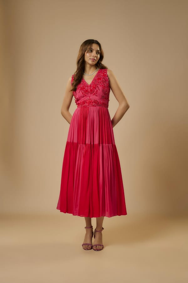 Red Panel Dress — EWOKE STUDIO