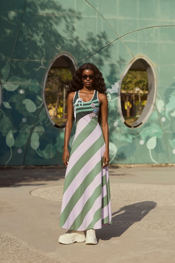Green and Lavender Colorblock Maxi Jersey Swing Dress — Muvazo