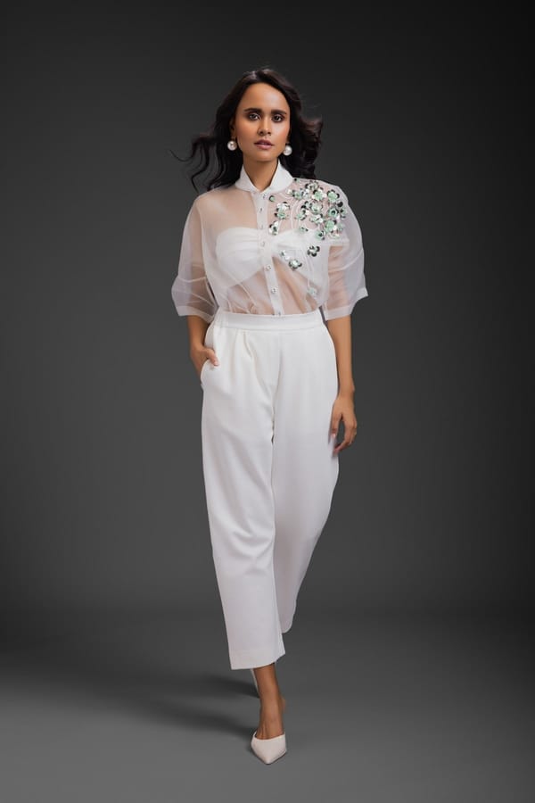 Sheer Top Paired With Pant — Deepika Arora