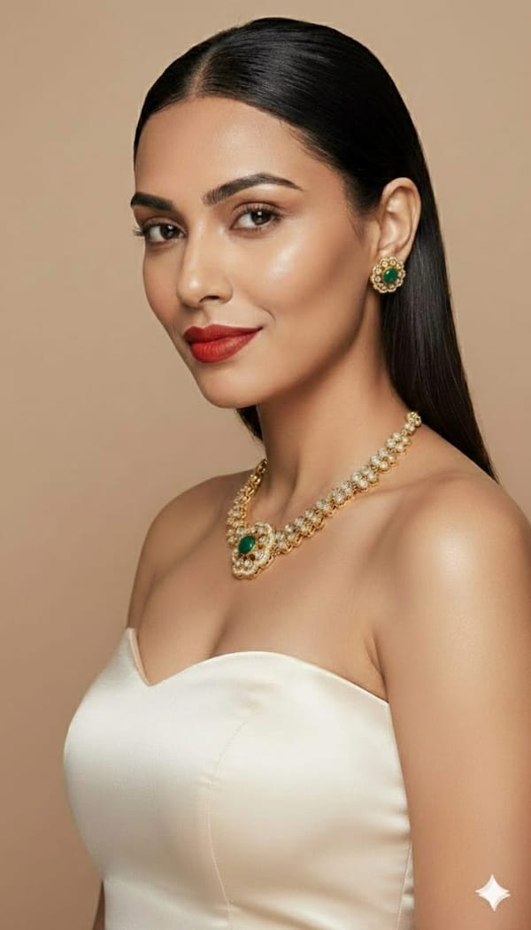 Green Stone Golden Set — The Glam by Mansha