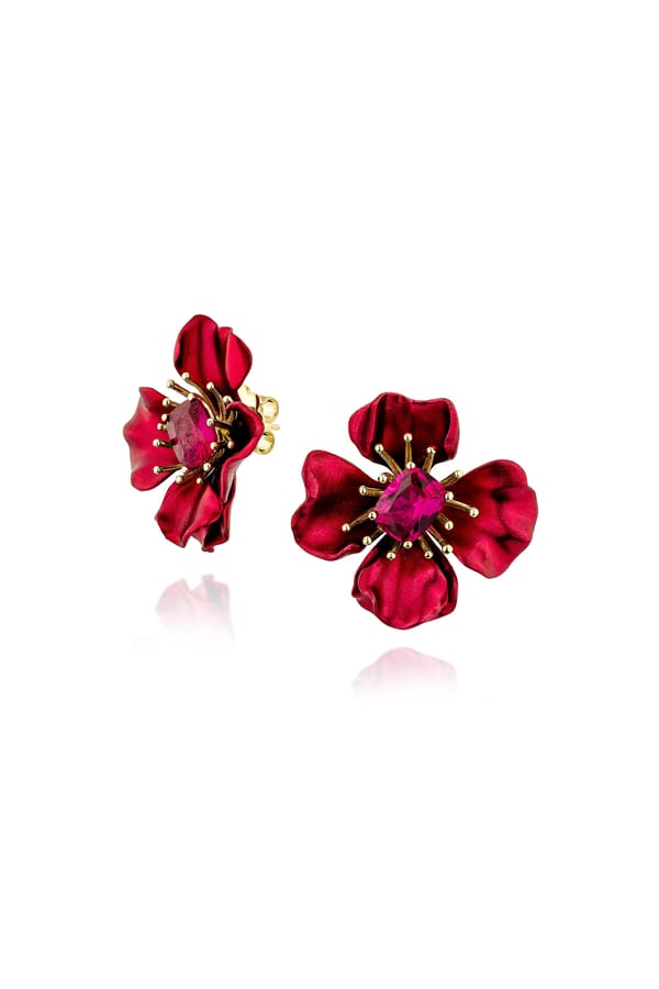 Red Wildflower Bloom Stud Earrings — Miss Jo
