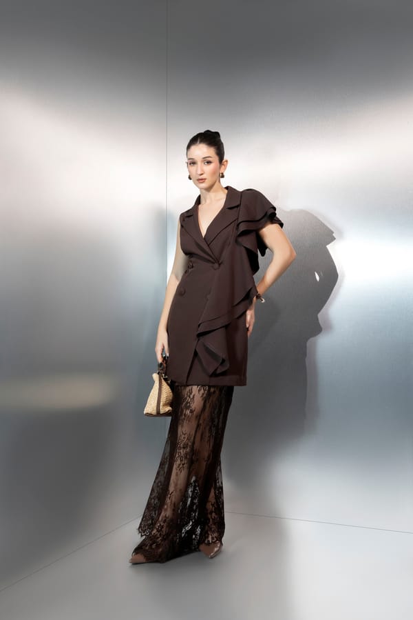 Ruffle Blazer Lace Skirt Set — KAYJAY BY KRITIKA JAIN