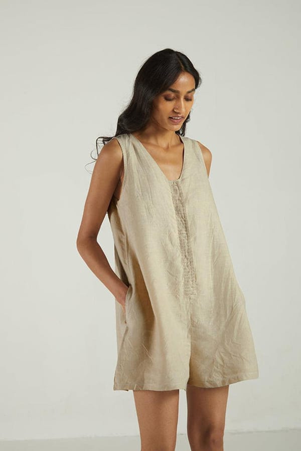 Romp And Play Romper In Neutral Beige — REISTOR