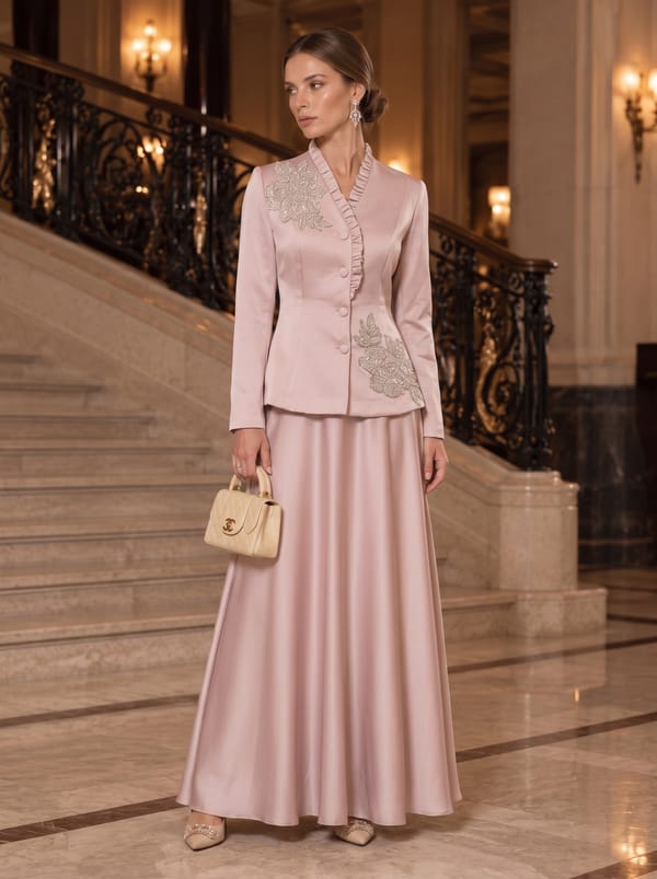 Embellished Blazer And Skirt Set — Caran