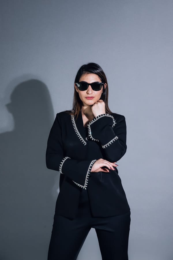 Black Crystal-Trim Blazer and Flared Trouser Co-ord Set — Darling Girl