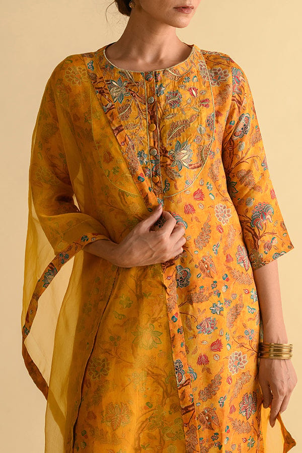 Blooming Yellow Floral Print Suit Set — Kameez