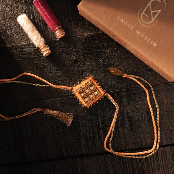 Majestic Square Brass Rakhis — LABEL MUSLIN