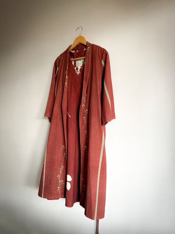 Rust Printed Handwoven Khadi Belted Trench Jacket — SUBBAH