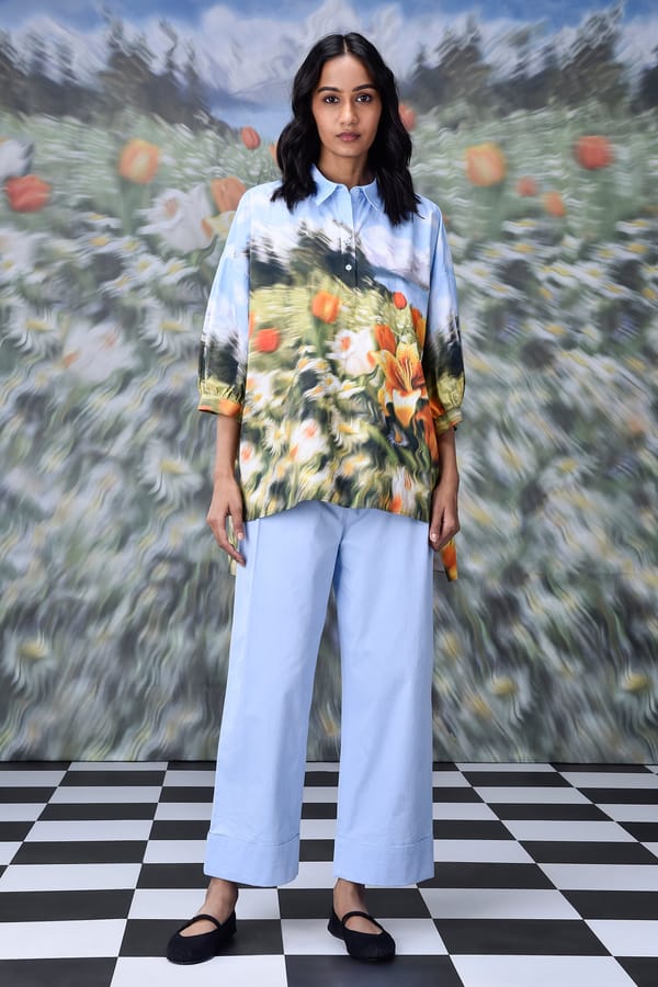 Multicolor Oversized Printed Poplin Shirt — Genes Lecoanet Hemant