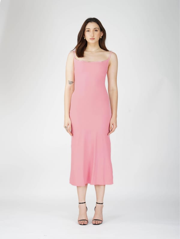 Pink Cowl Neck Dress - Glow Dress (Flamingo) — Select Staples