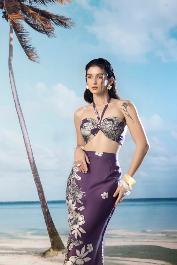 Floral Halter Crop Top & Maxi Skirt Coord — KAYJAY BY KRITIKA JAIN