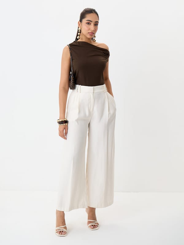 TrueStretch Brown One Shoulder Top — Femmella