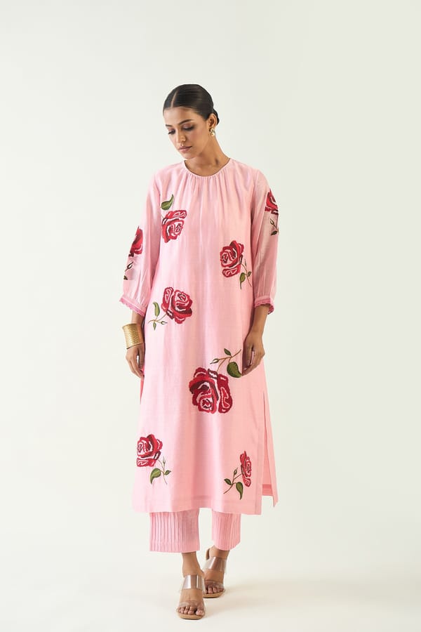 Royal Rose:Chanderi Embroidery Kurta With Pant — SHIVANI BHARGAVA