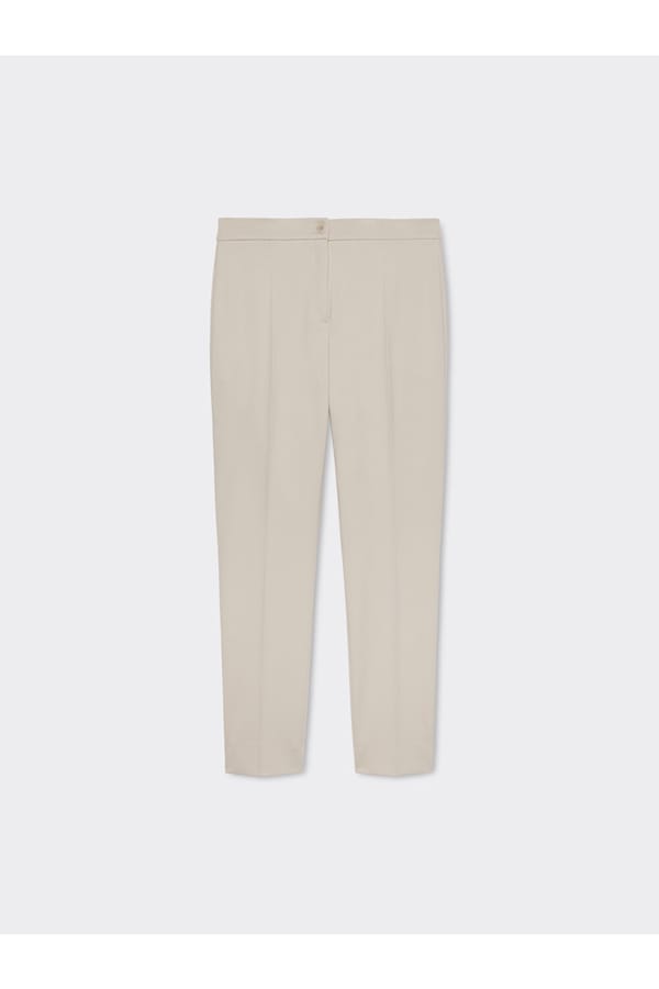 Beige Slim-Fit Cigarette Trousers — ELENA MIRO