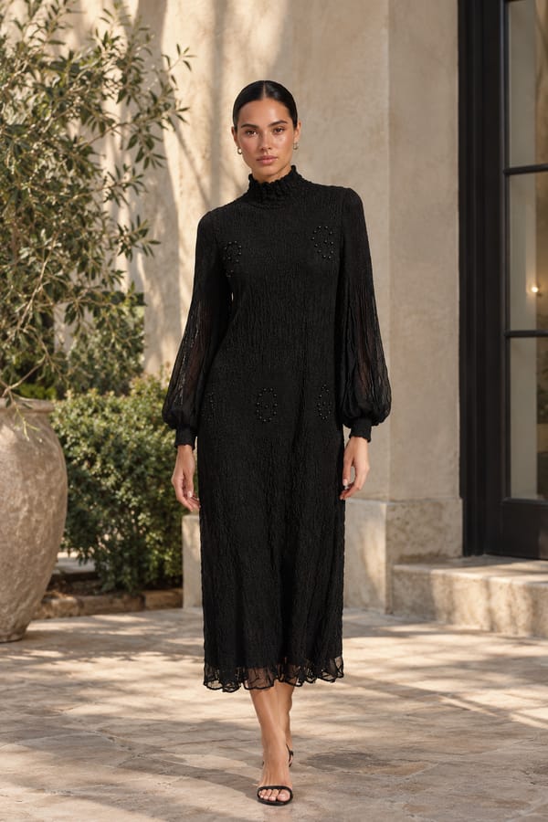 Black Elian Dress — Pleats by Aruni