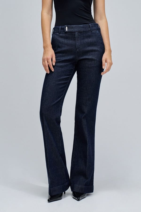 Navy Blue Flared Twill Trousers — SALSA JEANS