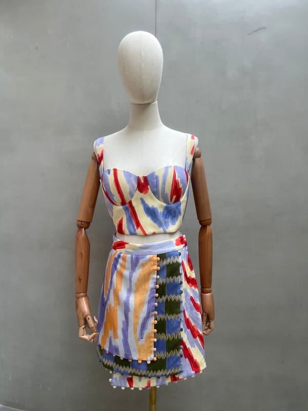Multicolor Abstract Print Corset Bustier Top — Zip by Payal Zinal