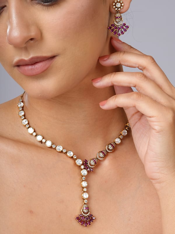 Ruby Polki Grace Necklace Set — Cao Jewellery