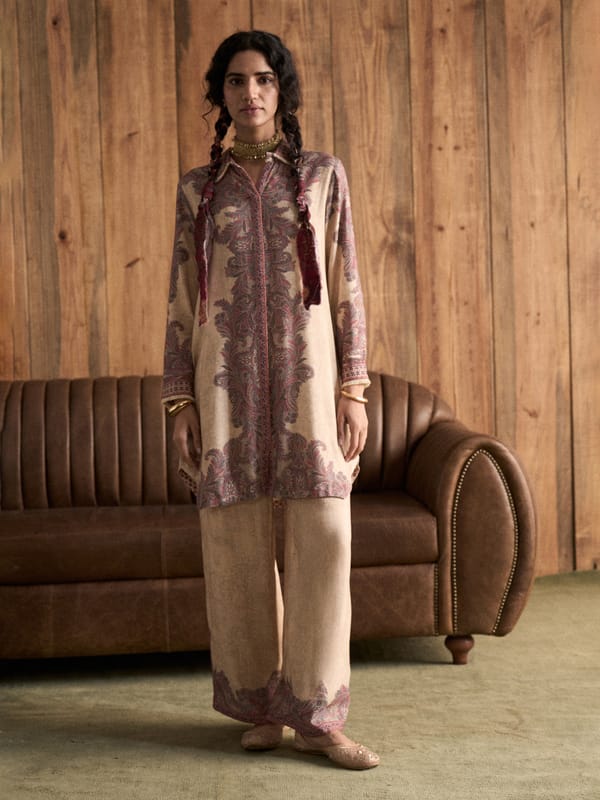 Off-White Printed Kurta and Pants Co-ord Set — SAUNDH