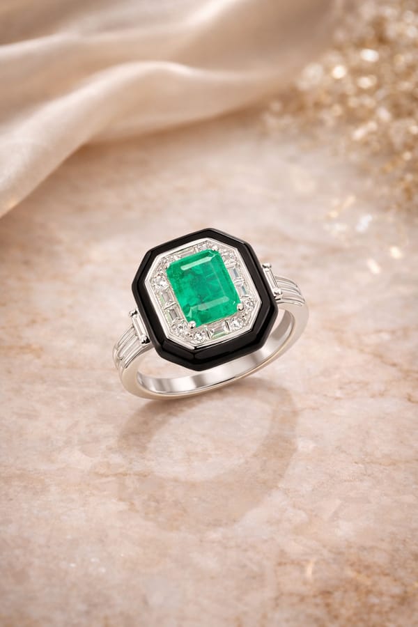 Emerald Noir Statement Ring — SilvPop Jewels