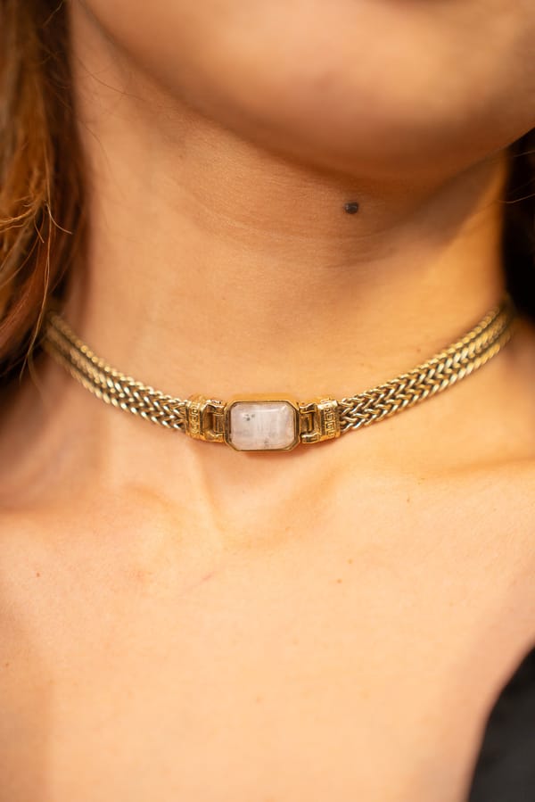 Braided Mesh Choker With Moonstone — SOUL WORKS