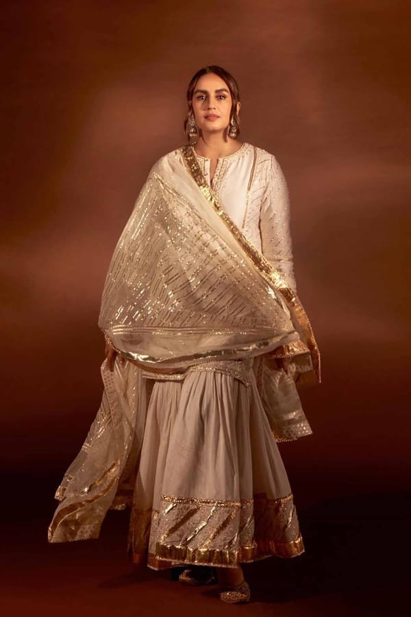 Daisy Ivory Chanderi Silk Kurta Garara Set with Organza Dupatta — Sheetal Batra