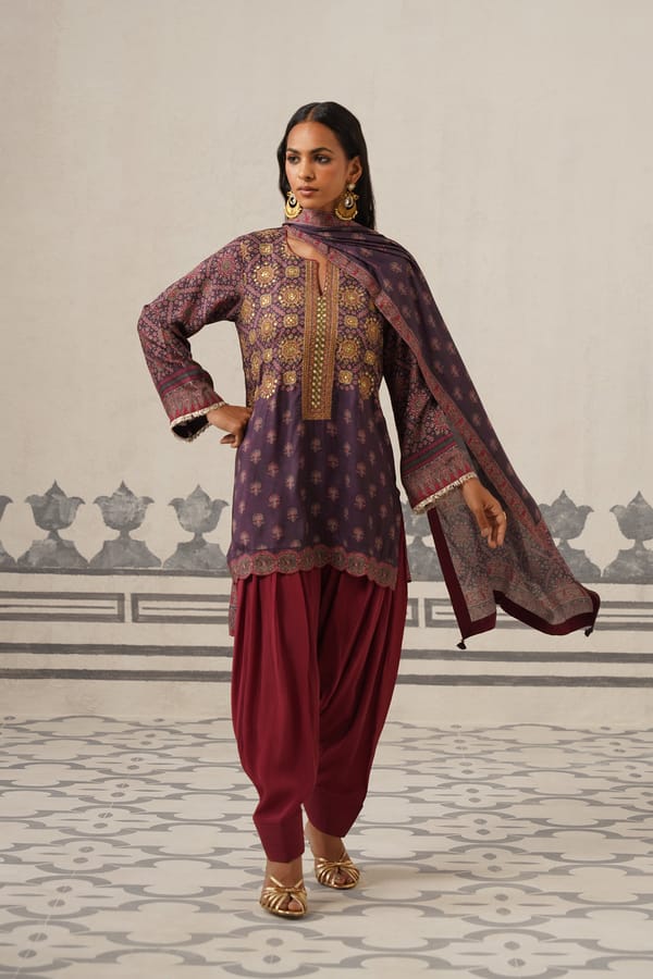 Rania Muslin Printed Embroidered Suit Set — NEETIKA CHOPRA