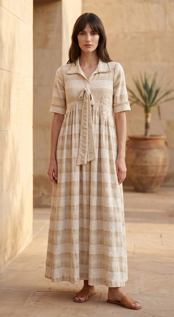 Cotton Jute Midi Dress — Basanti Kapde aur Koffee