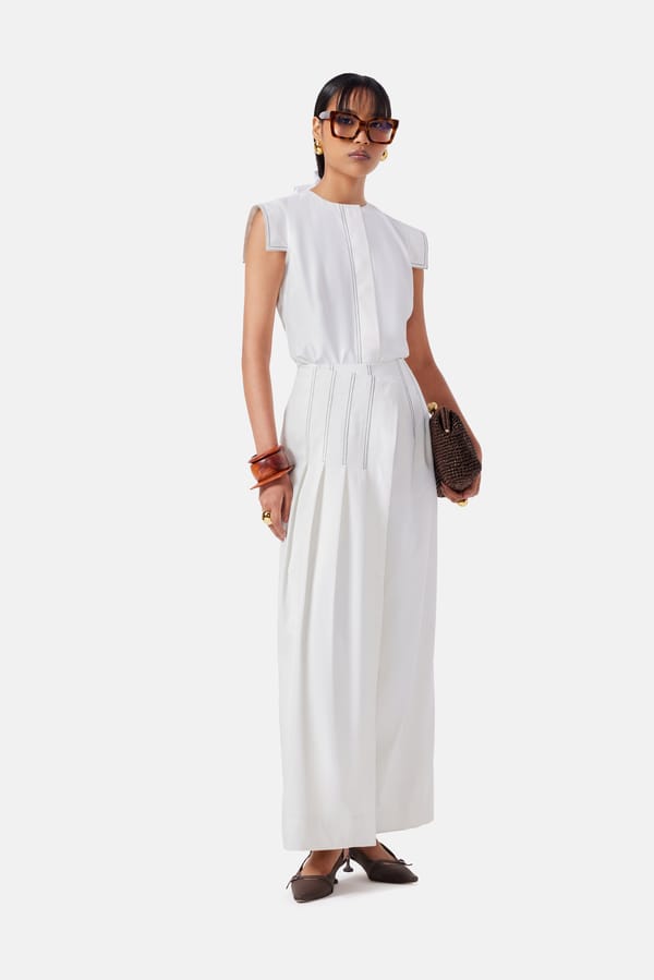 Ivory Tailored Sleeveless Top and Wide-Leg Co-ord Set — NOTEBOOK