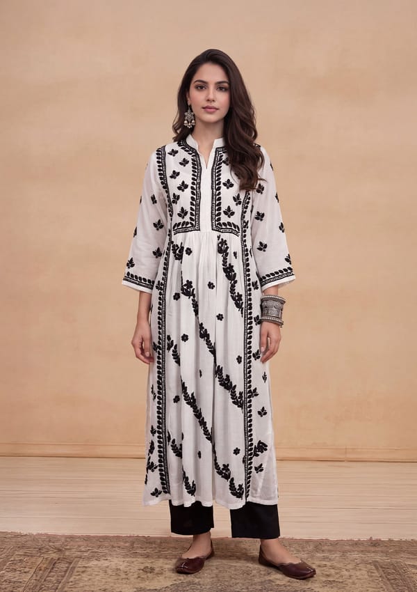 Safa A-Line Kurta — House Of Chikankari