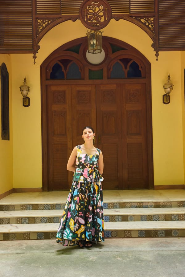 Multicolor Floral Poplin Top and Maxi Skirt Co-ord Set — HAPPI SPACE