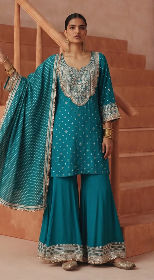 Rogue Embroidered Sharara Set — Basanti Kapde aur Koffee