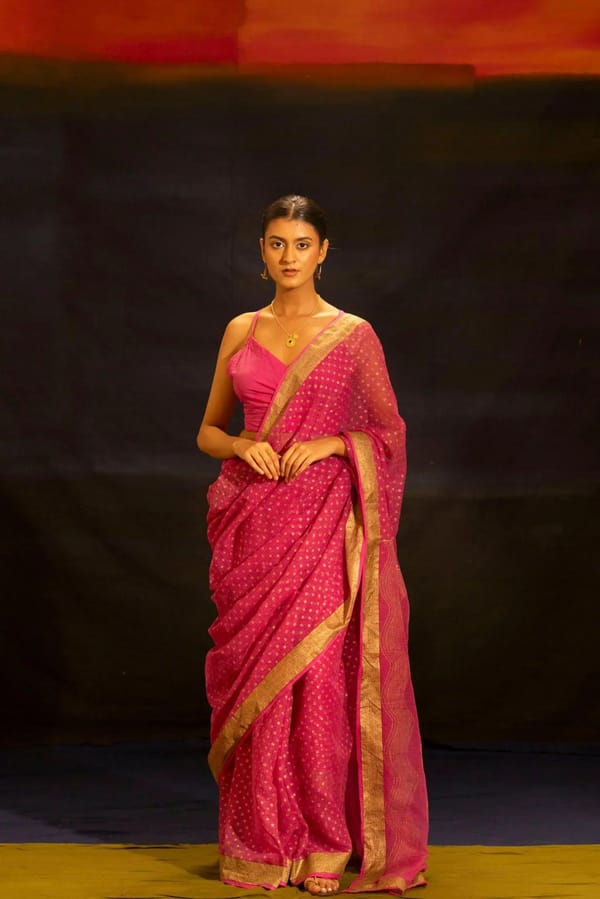 Illume Rivet Fuschia Saree — Banana Labs