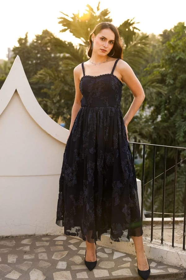 Navy Spaghetti Floral Dress — EDITION II
