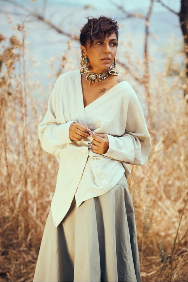 Mint Green Linen-Blend Oversized Wrap Top — Unrush