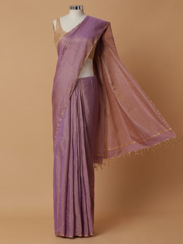 Maheshwari Cotton Silk Lavender Tissue Tyohaar — BINKS