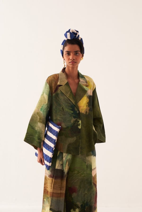 Multicolor Abstract Print Anti-Fit Jacket Shirt — Ofrida