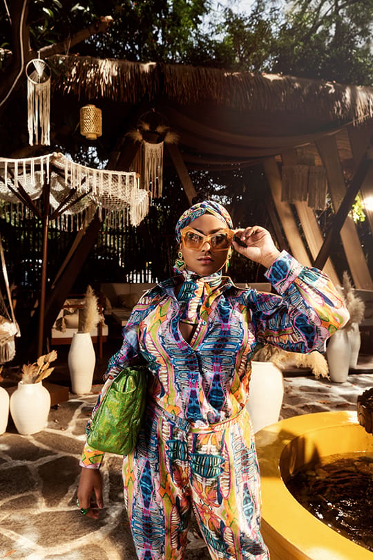 Blue Abstract Print Shirt and Wide-Leg Pants Co-ord Set — MAI TAI