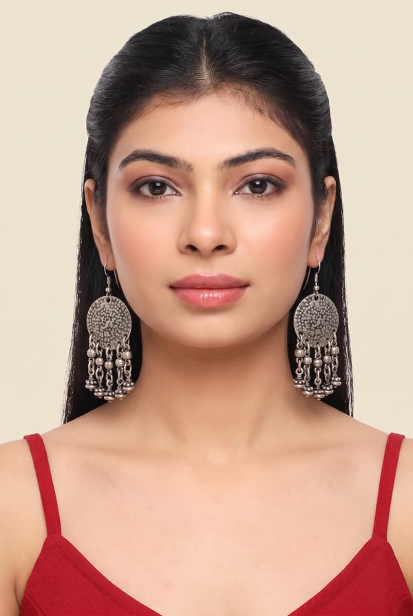 Ghazal Disc Tassel Drop Earrings — Thingalicious